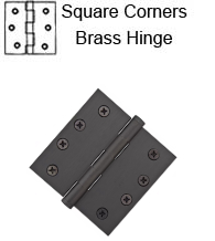 4 x 4 x Square Residential Brass Hinge, Pair, Emtek 96114