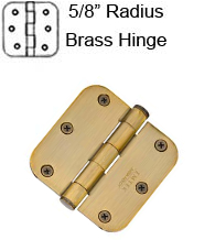 3-1/2 x 3-1/2 x 5/8 Radius Corners Brass Hinge, Pair, Emtek 96133