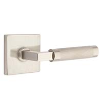 Knurled Lever with Square Rose, Emtek C5050LSKN