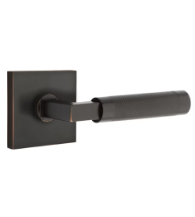 Knurled Lever with Square Rose and Stem, Emtek 5050LSKN