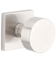 Brushed Stainless Steel Round Knob with Square Rose, Emtek S30003RNK