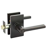 Keyed Helios Lever with Modern Rectangular Rosette, Emtek 5123HLO