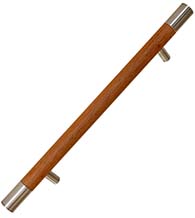 Contemporary 1-1/2 Inch Wooden Door Handle with Stainless Steel End Caps, First Impressions LOG150SL