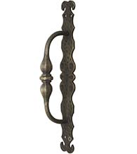 Hand Forged Old World Door Pull with Backplate, First Impressions SNJ5014FRDSST