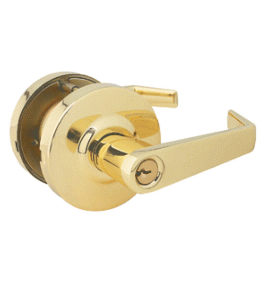 Grade 2 Polished Brass Commercial Keyed Entry Door Lever, Global GAL