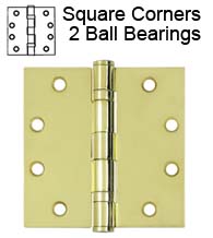 4-1/2 x 4-1/2  Polished Brass Commercial Hinge, 2 Ball Bearings, Global CP4545BB-US3
