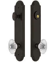 Arc Tall Plate Entrance Set with Burgundy Crystal Knob, Grandeur ARCBUR19ENTR