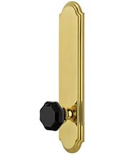 Lyon Black Glass Knob with Arc Plate, Grandeur ARCLYO19