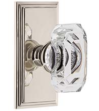 Emerald Cut Clear Crystal Knob with Carre Plate, Grandeur CARBCC