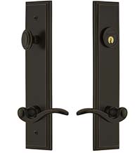 Bellagio Keyed Entry Lever with Carre Tall Plate, Grandeur CARBEL19ENTR