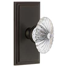 Scalloped Crystal Burgundy Knob with Carre Rose, Grandeur CARBUR