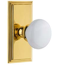 Hyde Park Porcelain Knob with Carre Plate, Grandeur CARHYD