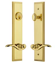 Bellagio Keyed Entry Lever with Fifth Avenue Tall Plate, Grandeur FAVBEL19ENTR