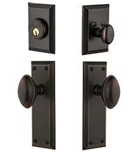 Fifth Avenue Single Cylinder Entry Set Combo With Eden Prairie Knob, Grandeur FAVEDNCOM
