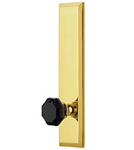 Black Glass Lyon Knob with Fifth Avenue Plate, Grandeur FAVLYO19