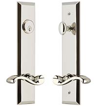 Portofino Lever with Fifth Avenue Tall Plate Keyed Entry Set, Grandeur FAVPRT19ENTR