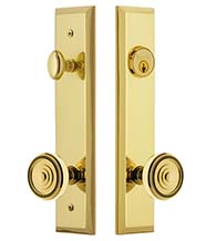 Keyed Entry Set Soleil Knob with Fifth Avenue Tall Plate, Grandeur FAVSOL19ENTR