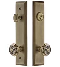 Keyed Entry Set Windsor Knob with Fifth Avenue Tall Plate, Grandeur FAVWIN19ENTR