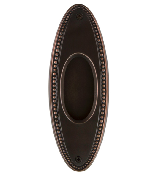 Oval Pocket Door Flush Pull Solid Brass Beaded