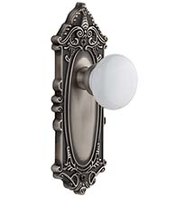 Porcelain Hyde Park Knob With Grande Victorian Rose, Grandeur GVCHYD