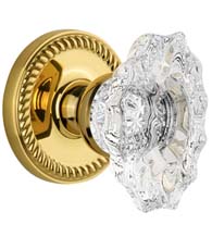 Crystal Biarritz Knob with Newport Rosette, Grandeur NEWBIA