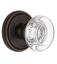 Crystal Bordeaux Knob with Soleil Rosette, Grandeur SOLBOR