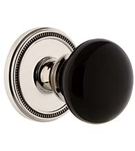 Black Porcelain Coventry Knob with Soleil Rose, Grandeur SOLCOV