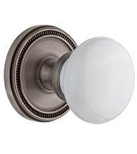 White Porcelain Hyde Knob with Soleil Rose, Grandeur SOLHYD