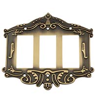 Victorian Triple Rocker Switch Plate, Grandeur VICSWPLTR3