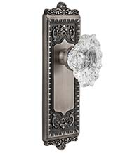 Crystal Biarritz Knob With Windsor Plate, Grandeur WINBIA