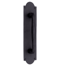 15-3/4 Inch Arched Iron Art Door Pull With Plate, Acorn ILQBP