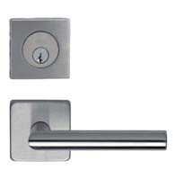 Omnia #12S Stainless Steel Entry Lever Set with Square Deadbolt, Omnia 12S/D9000SAUS32D