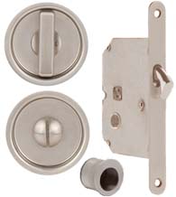 Round Stainless Steel Privacy Pocket Door Mortise Lock, Omnia 3910-US32D