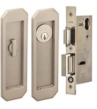 Arched 7 Inch Pocket Door Keyed Entry Set, Omnia 7039/A