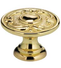 Ornate Scroll Button Cabinet Knob, Omnia 7420