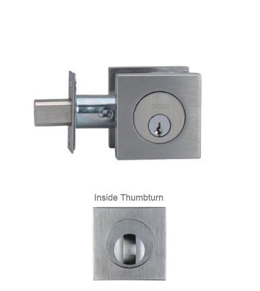 Contemporary Square Stainless Steel Deadbolt Single Cylinder Omnia Stainless Steel Contemporary Square Deadbolt