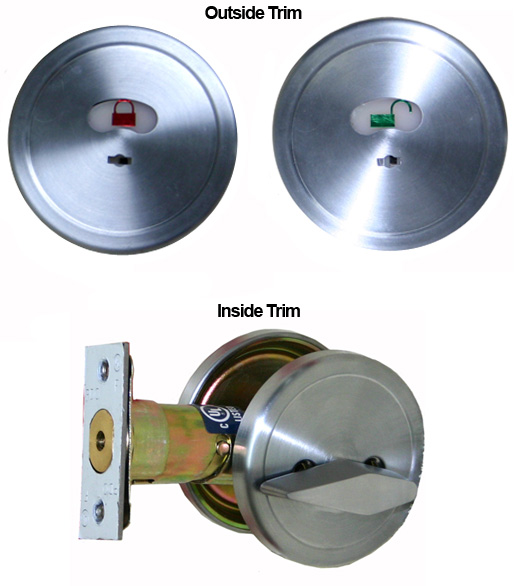 Satin Chrome Restroom Lock with Occupancy Indicator, PDQ KV125IND26D