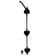 18 Inch Heart Shaped Black Iron Cane Bolt, Acorn RLBBP