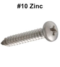 Pan Head Zinc Wood or Sheet Metal Screws #10 Box of 100, Romstel SMSPP10Z