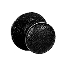 Half Round Rough Black Iron Doorknob, Acorn RUGBD