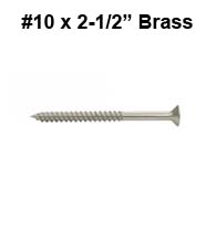 Solid Brass Wood Screw 10 x  2-1/2, SCWB1025