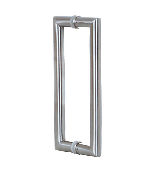 14 Inch Contemporary Glass Door Handles, Pair, Satin Stainless Steel