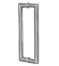 2 Foot Contemporary Glass Door Handles, Pair, Satin Stainless Steel