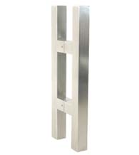 14 Inch Square Glass Door Handles, Pair, Satin Stainless Steel