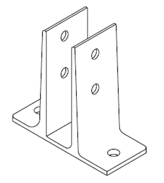 Lavatory Panel and Pilaster Double Flange Bracket, Bommer 11411