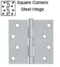 4 x 4 x Square Corners Brushed Chrome Hinge, Pair, Global CP4040-26D