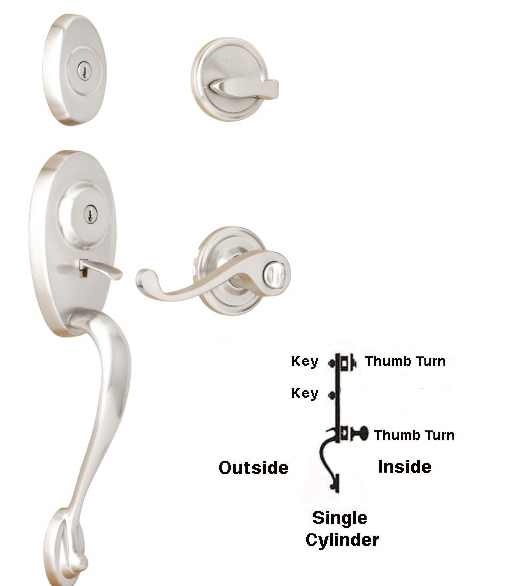 Lexington Dual Keyed Single Cylinder Handleset, Weslock 1343/1300