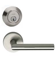 Omnia #12 Stainless Steel Entry Lever Set with Stainless Deadbolt, Omnia 12/D9000AUS32D