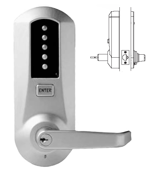 Simplex Pushbutton Keypad Entry Lever Lock with Key Override, KABA 5021