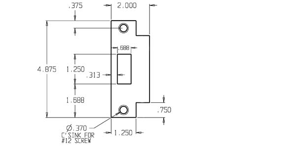 ANSI Extended Deadbolt Strike Plate Size